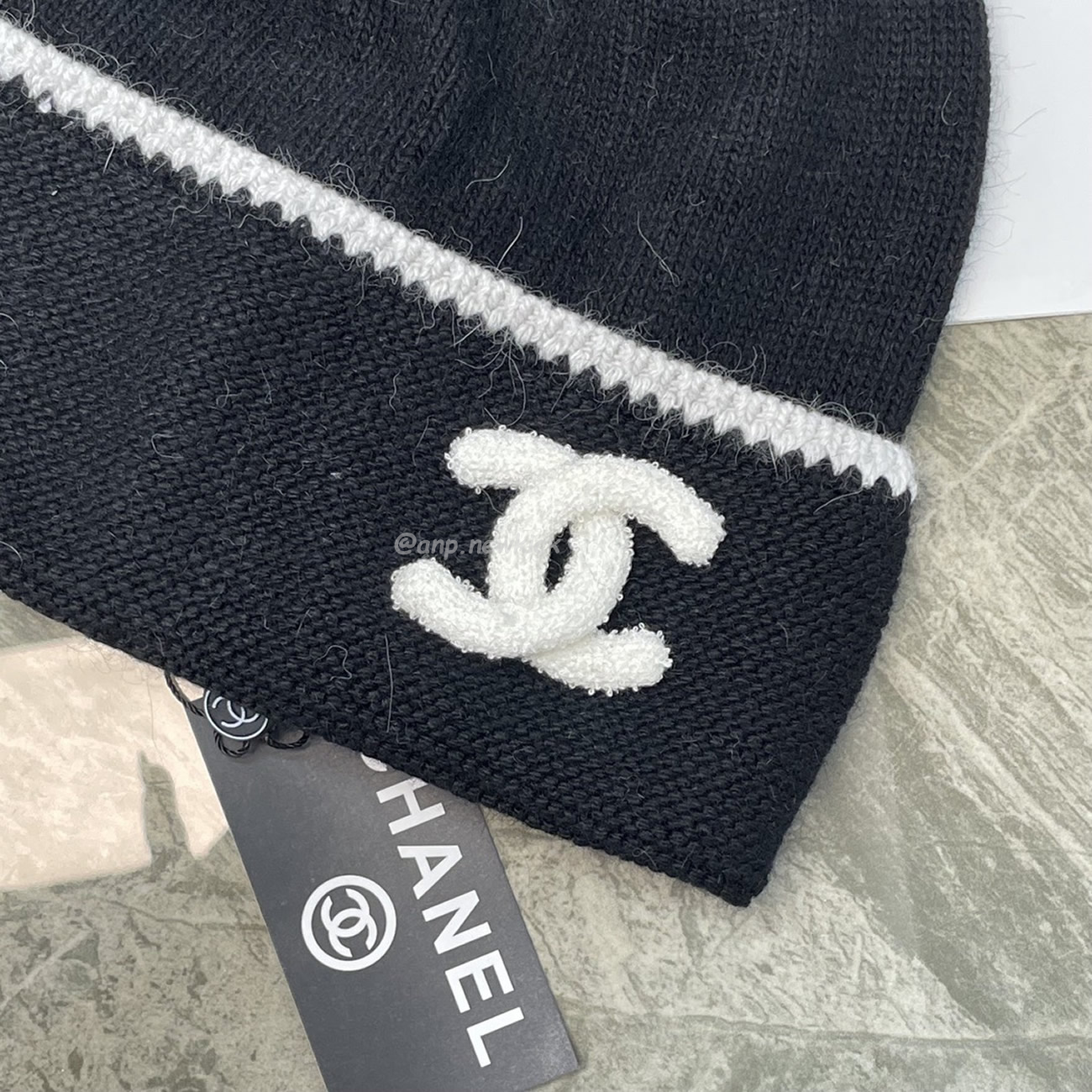 Chanel Cc Logo Black Beanie Hat (5) - newkick.org